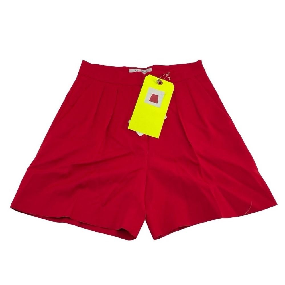 Max Mara Women's Shorts Pleated Red Italian Tailored Size s